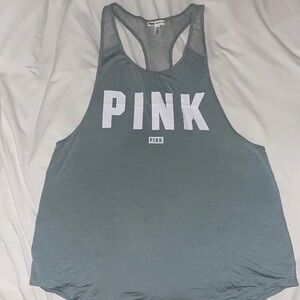 PINK Victoria's Secret White Blue Relaxed Cut Out Tank Top